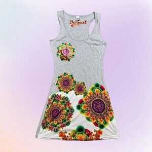 Desigual Cotton Geometric Colorful Rainbow Mini Dress Estimated Size Small